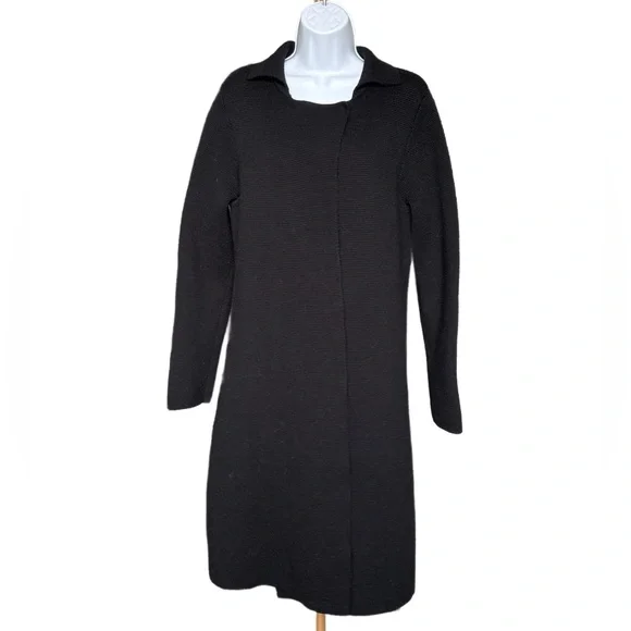 Eileen Fisher | Black Knit Wool Sweater Jacket - Picture 1 of 6